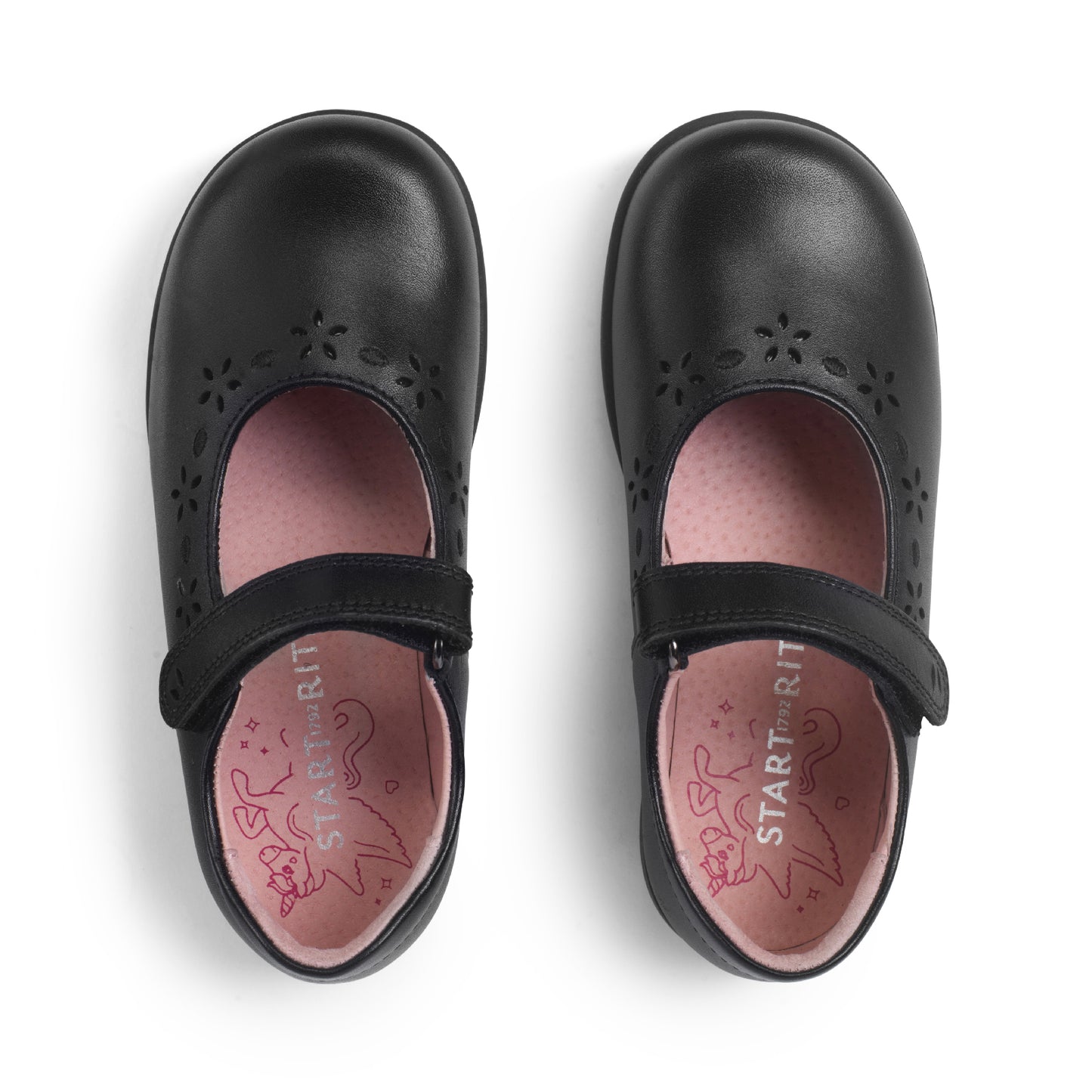 Emily - Black Leather Girls School Shoes