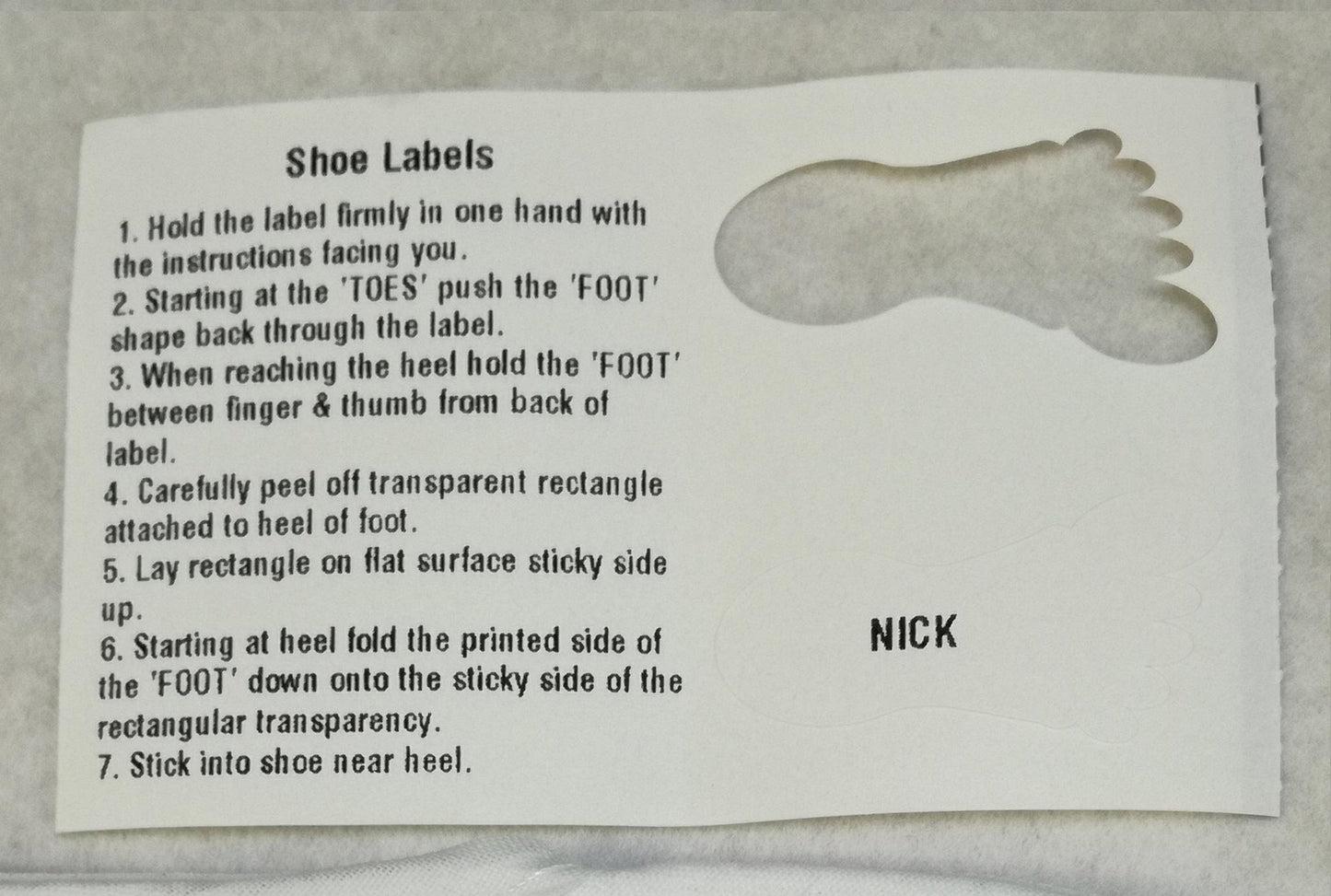 Shoe Labels