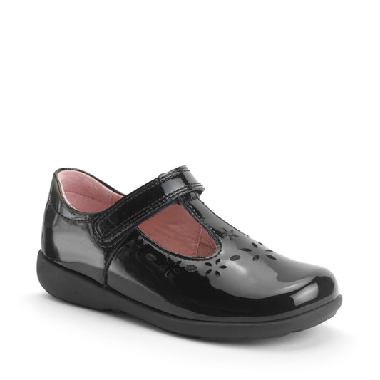 Charlotte - Black Patent Girls School Shoes