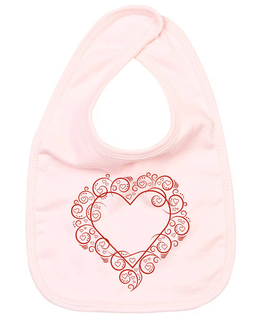 Swirly Framed Heart Baby Bib